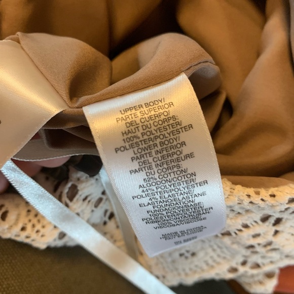 Anne Klein shift dress size 8 new without tags Lace top Tan Midi sleeveless - Picture 4 of 12